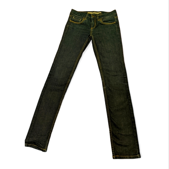 3/$25 TopShop Baxter Moto Straight Leg Dark Wash Jeans size 26x32 - Picture 1 of 15